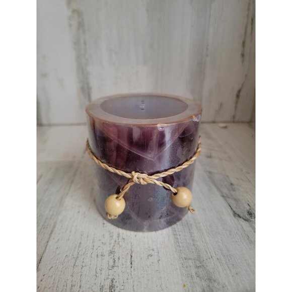 Pier 1 Imports Purple pillar candle lavender bead decor - Picture 1 of 5